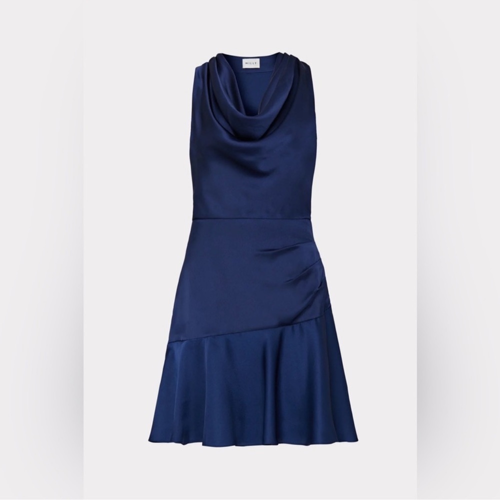 MILLY Cowl Neck Satin Dress
